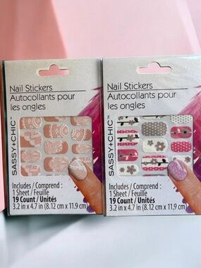 SASSY+CHIC Nail Stickers - Pink & Peach Designs - Two Sets